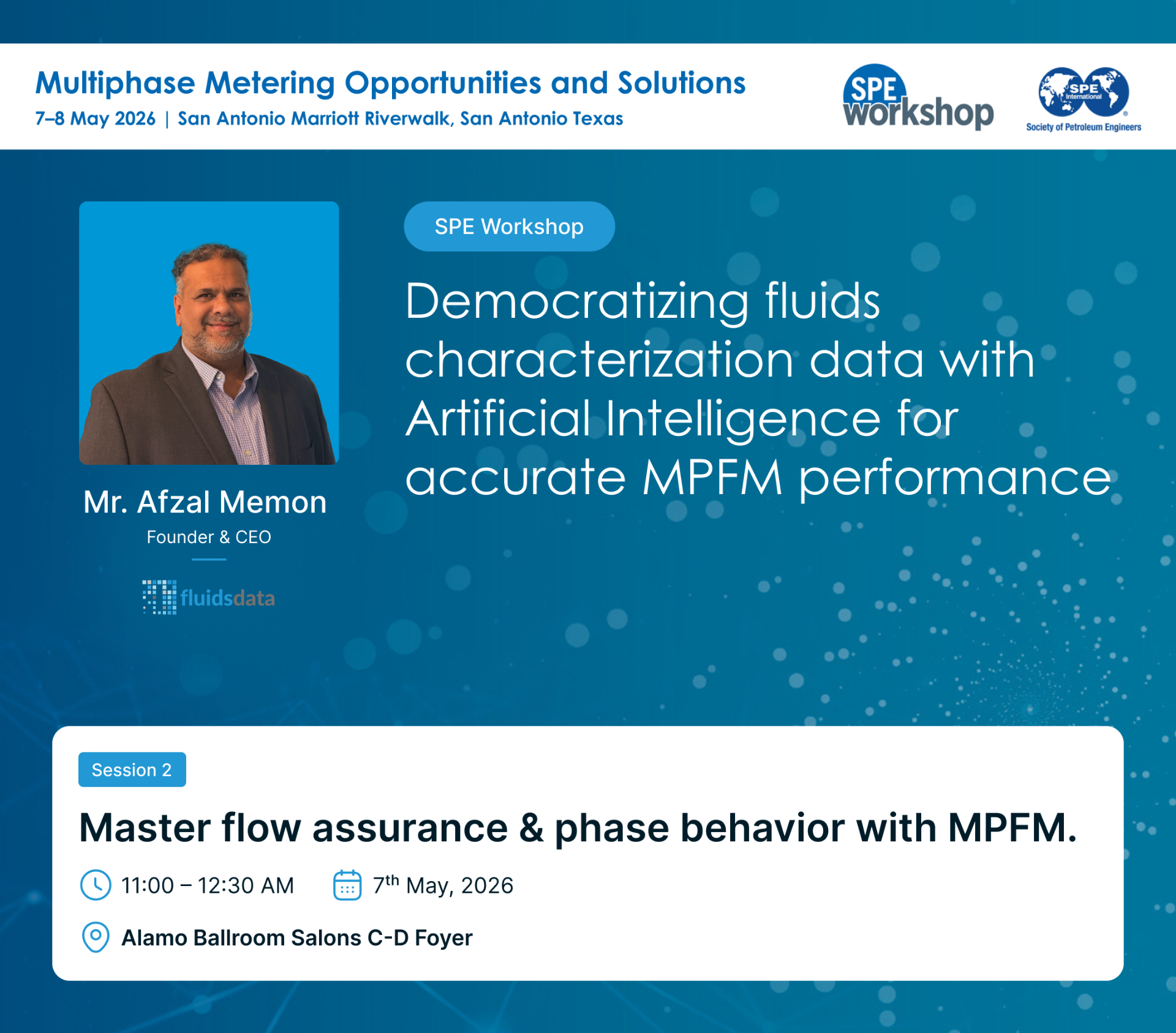 Fluidsdata to Present AI Driven Approach for Accurate MPFM Performance at SPE Workshop